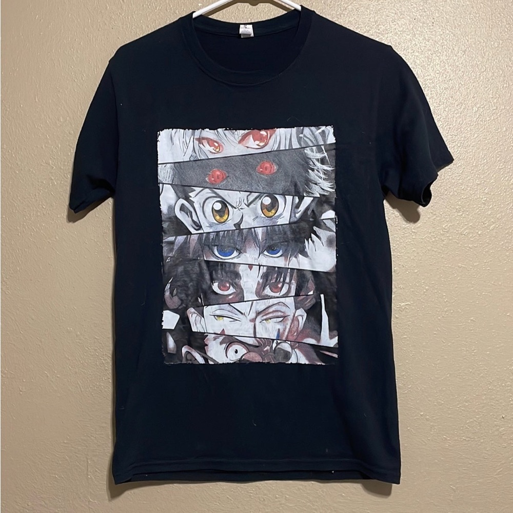 Anime Intense Eye Graphic Black Short Sleeve T-Shirt Adult S